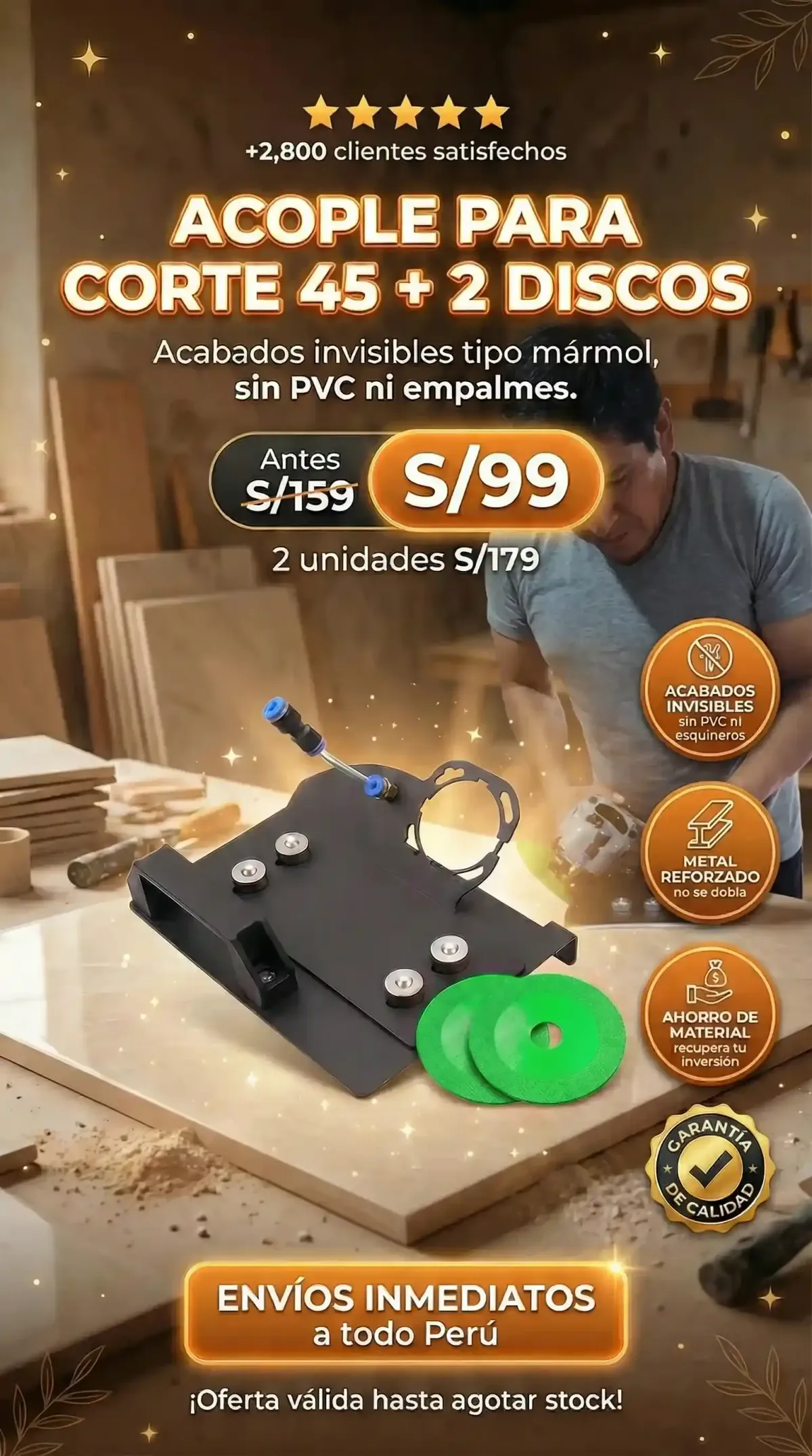 Acople para Corte 45 + 2 Discos