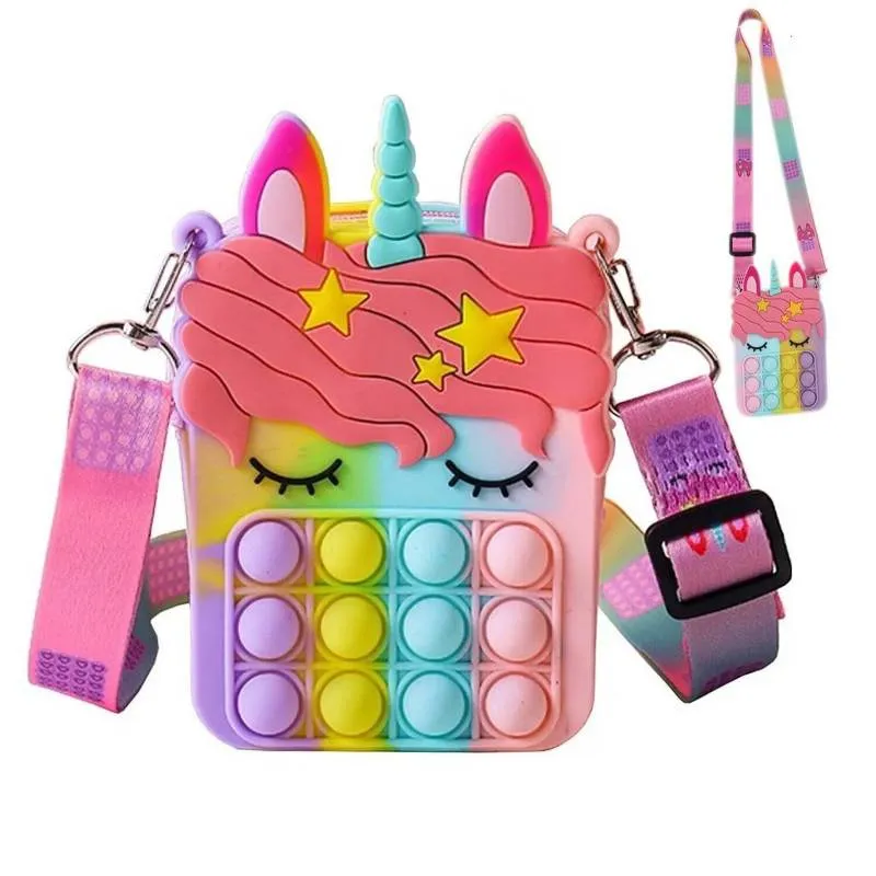 MORRALITO UNICORNIO POPIT DE SILICONA CARTERITA DE NIÑA