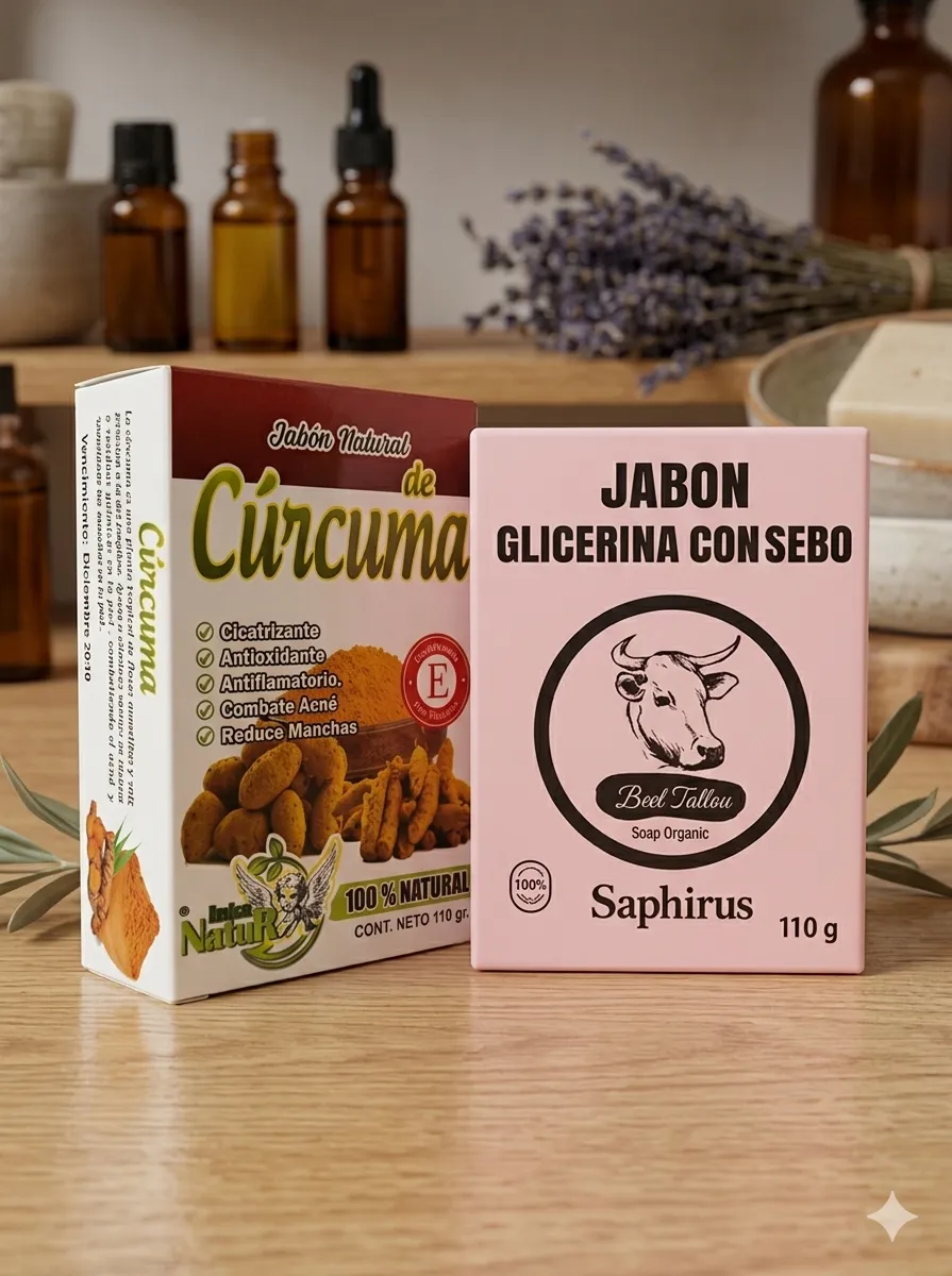 Jabón cúrcuma y jabón sebo de res 