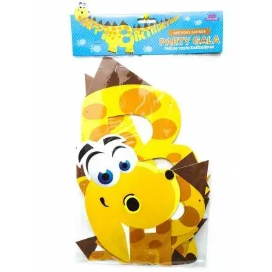 happy birthday yellow brontosaurus dinosaur banner