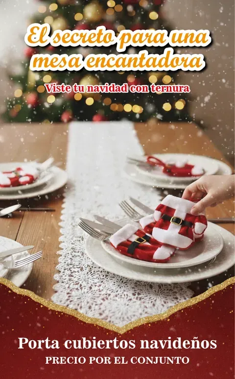 ​PORTA CUBIERTOS NAVIDEÑOS CONJUNTO PAPANOEL