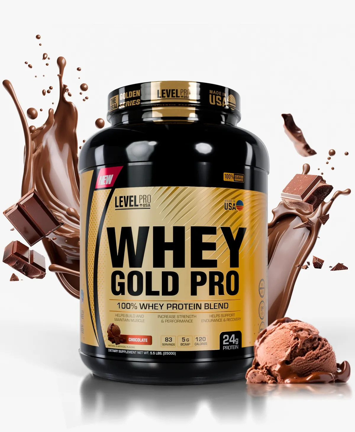 WHEY GOLD PRO USA 5.5 LBS / 2.5 KG - RICH CHOCOLATE