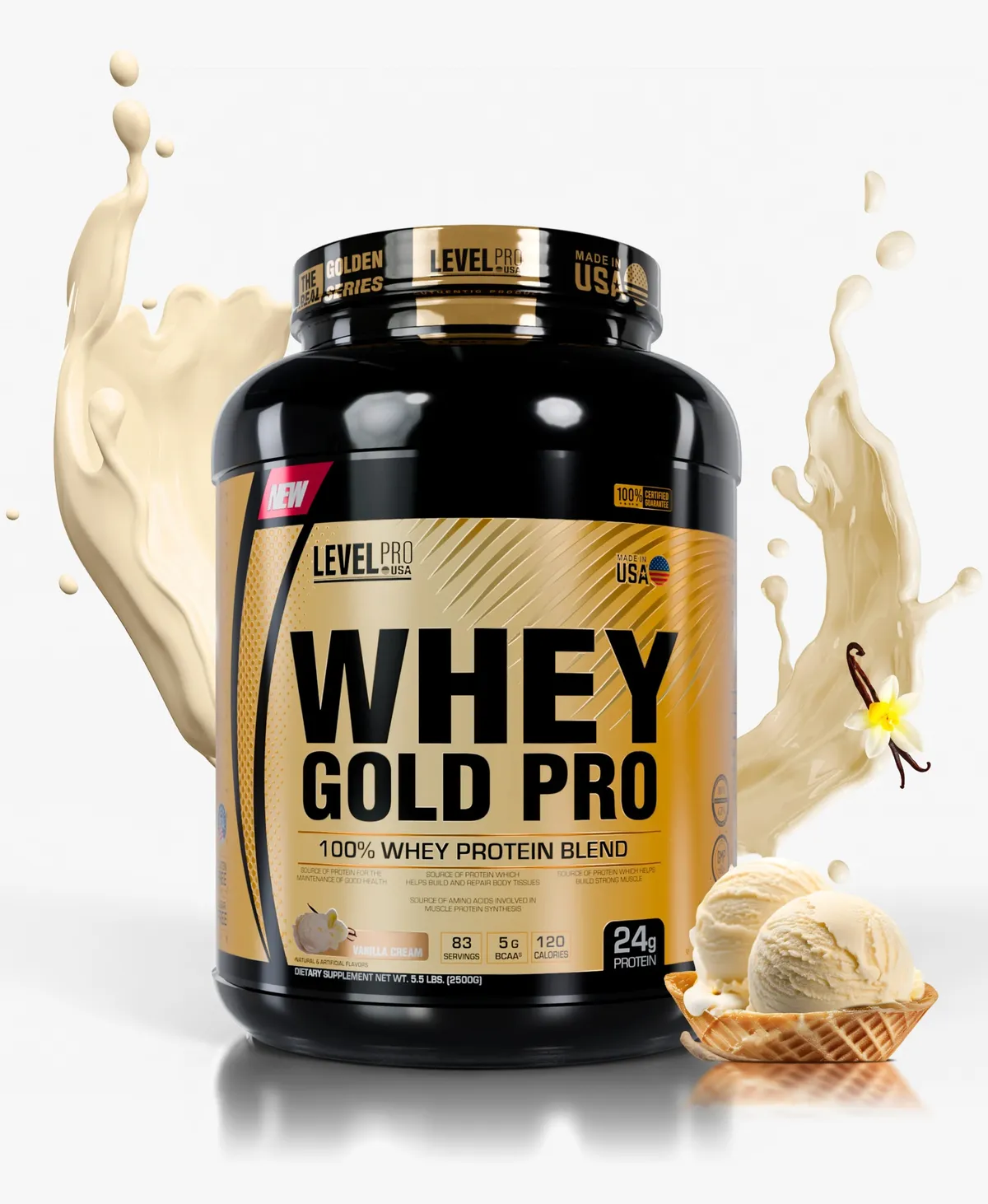 WHEY GOLD PRO USA 5.5 LBS / 2.5 KG - VAINILLA CREME