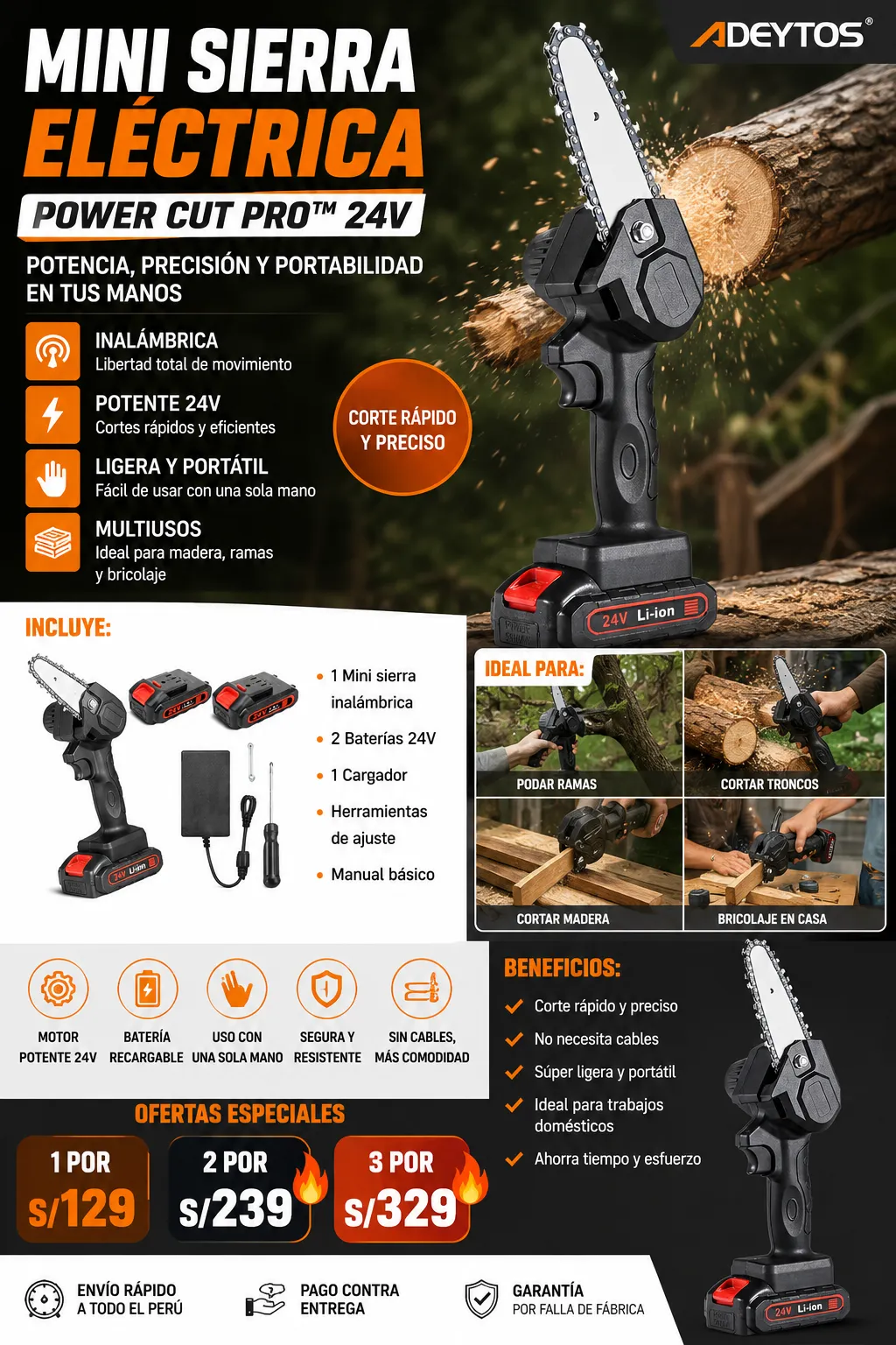 Mini Sierra Eléctrica PowerCut Pro™ 24V